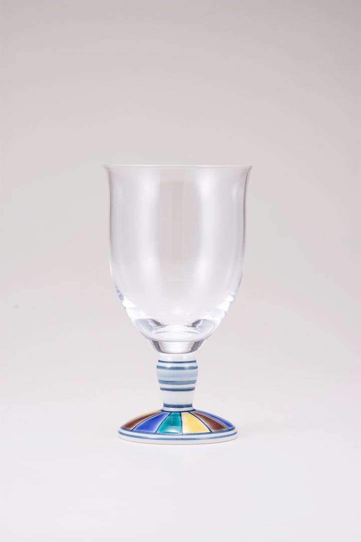 フリーグラス大(無地)色絵十草文ブルー