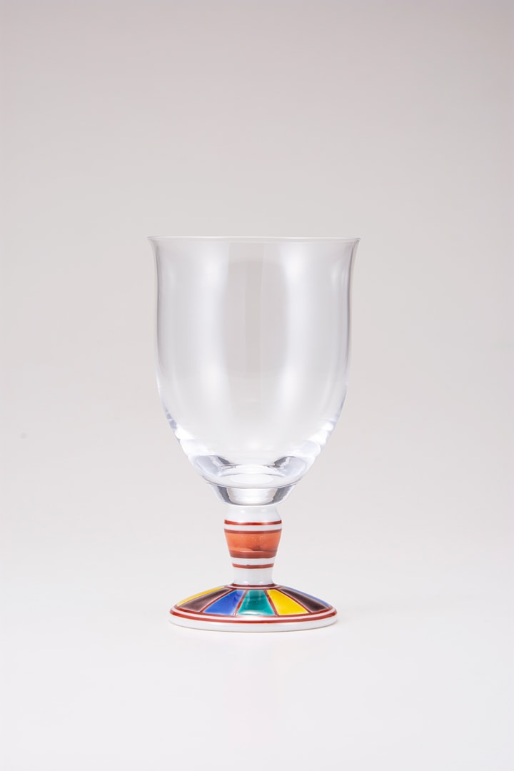 フリーグラス大(無地)色絵十草文レッド