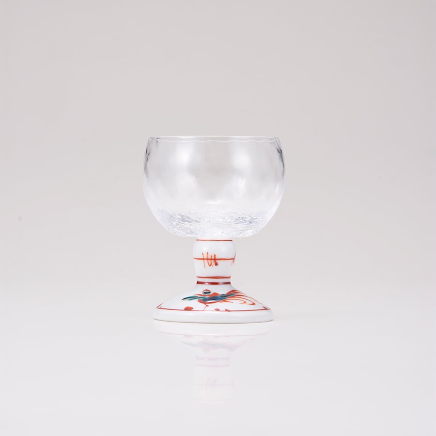 馬上グラス(格子)赤絵鳥文