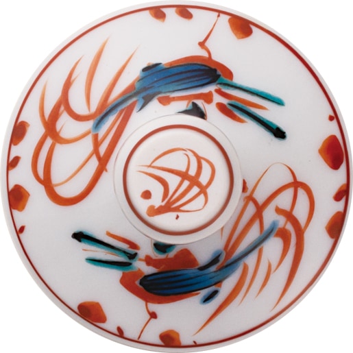 馬上グラス(格子)赤絵鳥文