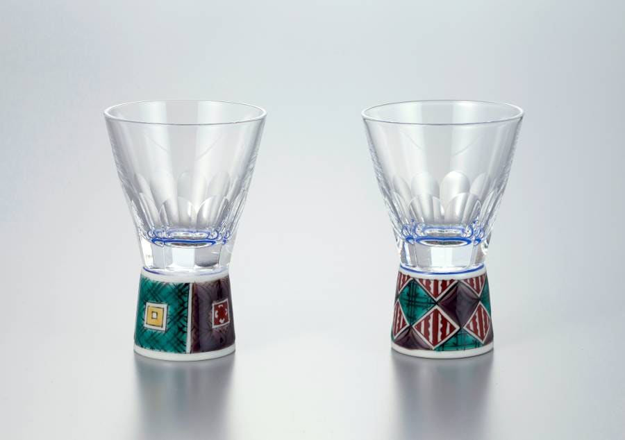 ペア万華鏡ショットグラス　石畳