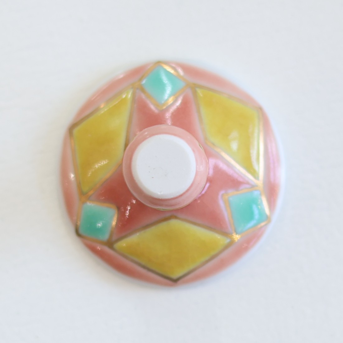 馬上グラス（格子）菱文ピンク