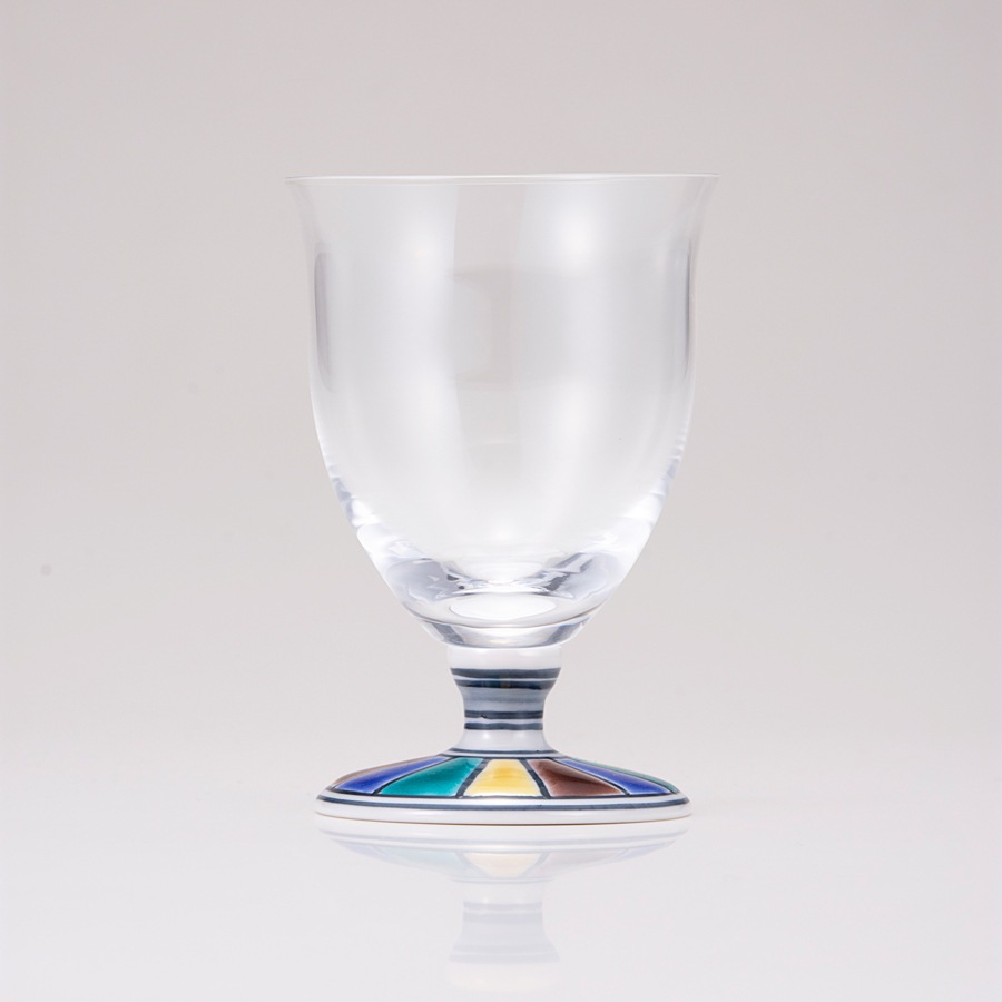 フリーグラス小（無地）色絵十草文ブルー