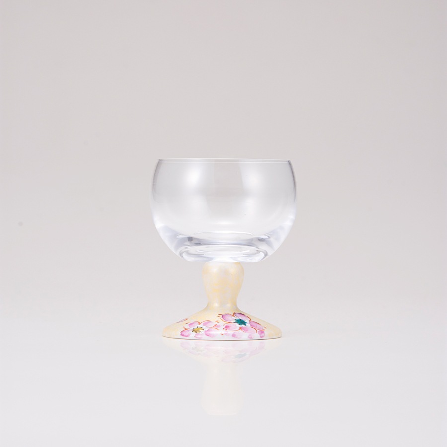 馬上グラス（無地）さくら文ゴールド