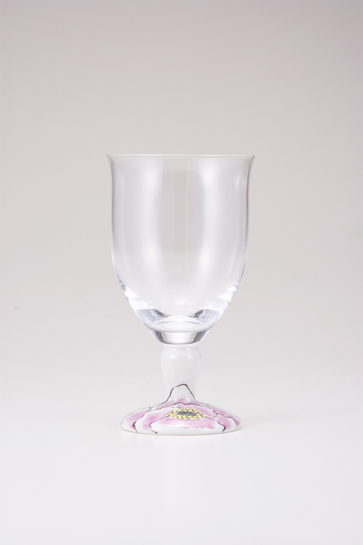 フリーグラス大（無地）富貴文ピンク