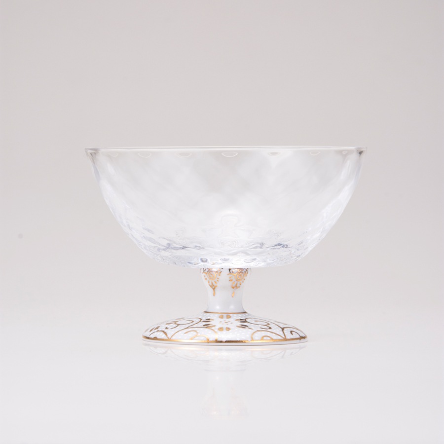 デザートグラス大（格子）白粒鉄仙