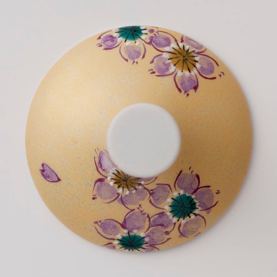 ワイングラス小(格子)さくら文ゴールド