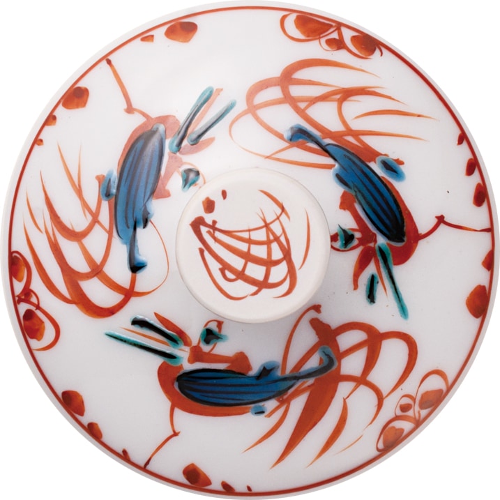 フリーグラス小(無地)赤絵鳥文