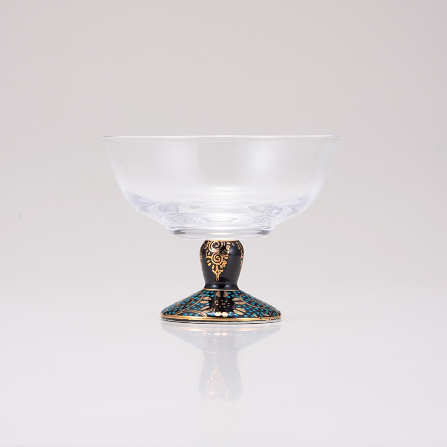 デザートグラス小（無地）青粒鉄仙