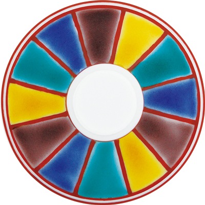 フリーグラス大（斜）色絵十草文レッド