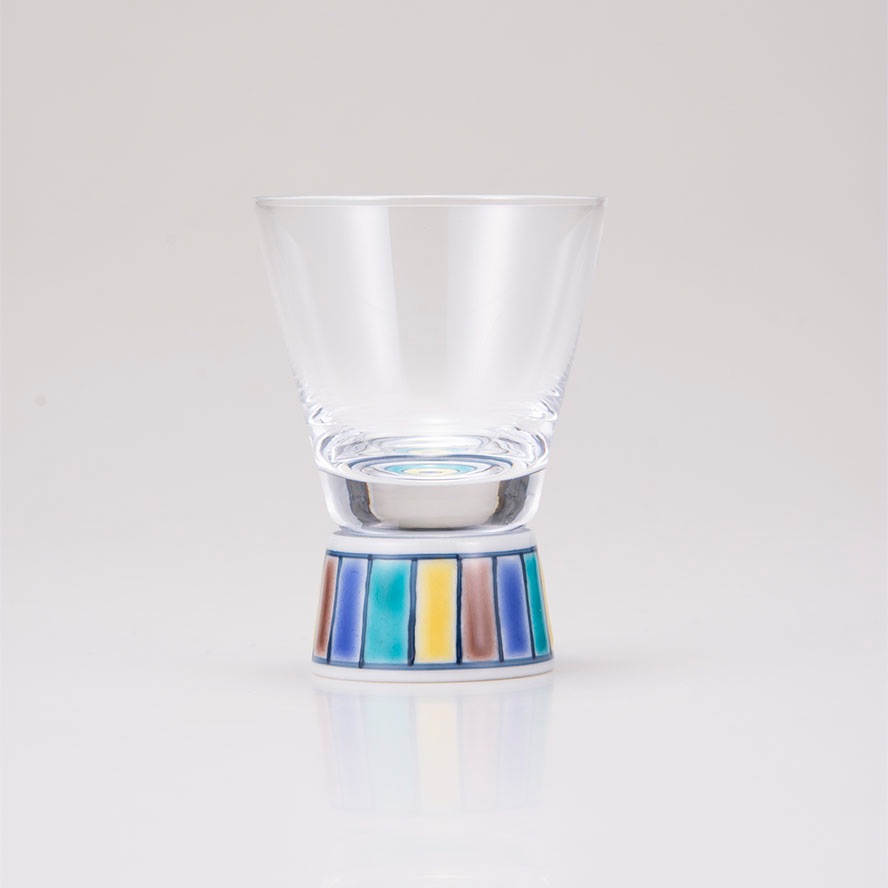 ショットグラス色絵十草文ブルー