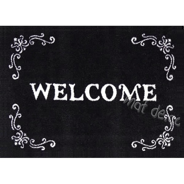カラバリWELCOMEマット（スタイル4）600×850mmフチなし（ブラック）