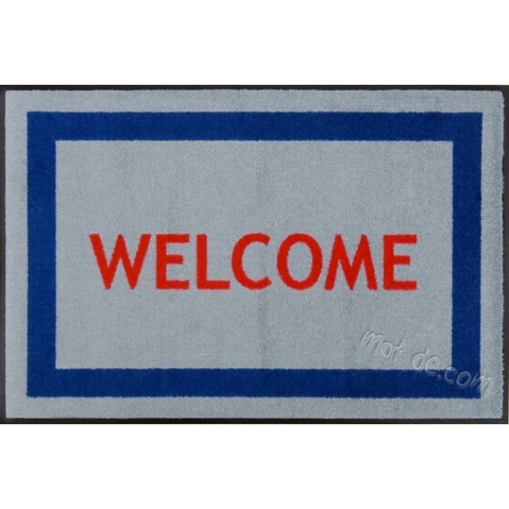 カラバリWELCOMEマット（スタイル6）600×900mm（グレー・サファイアブルー・レッド）