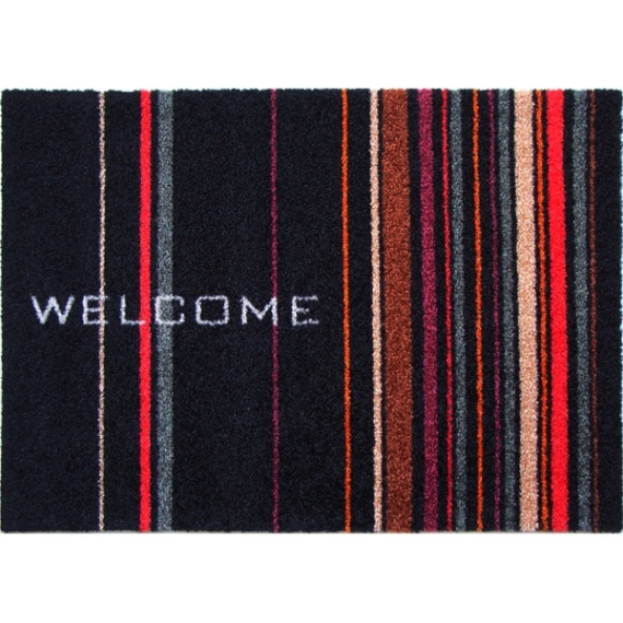 welcomeマット（モダンストライプ）レッド600×850mm