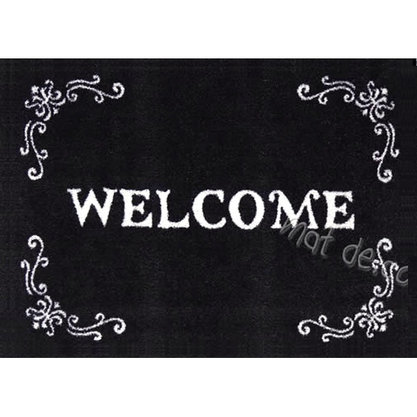 カラバリWELCOMEマット（スタイル4）600×850mmフチなし（ブラック）