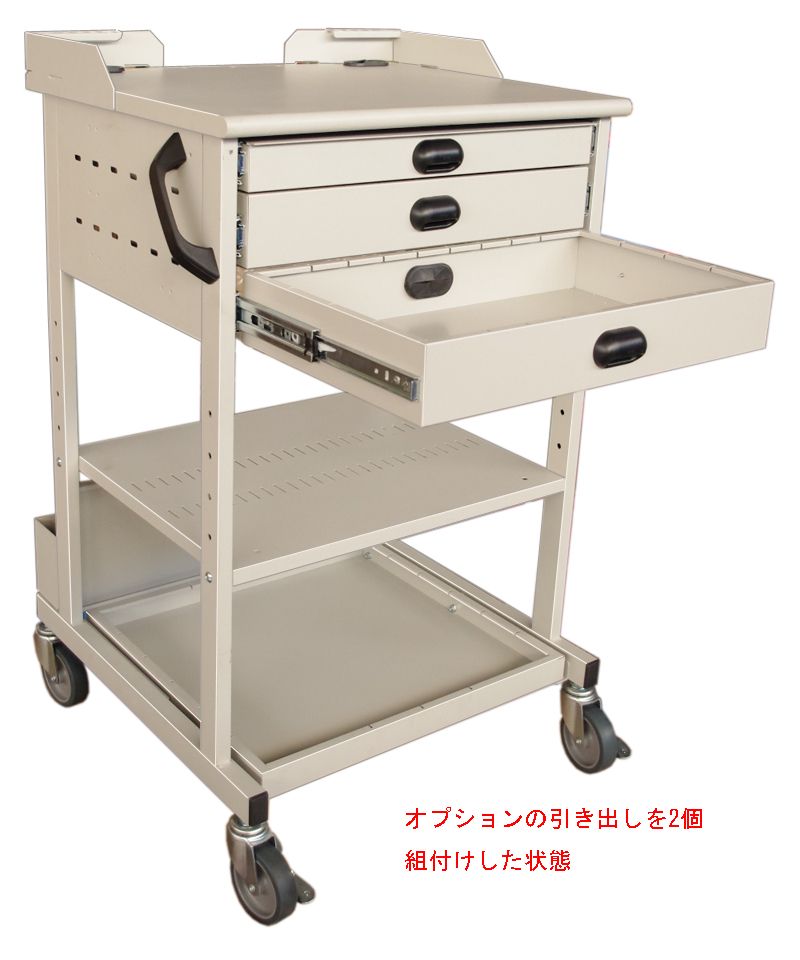 無印良品ライトグレーワゴン 3引き出し ロック付き