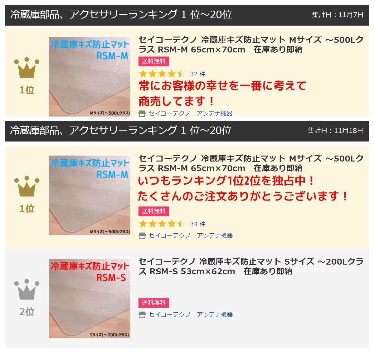 ������̵���ۥ��������ƥ��� ��¢�˥����ɻߥޥå� L������ ��600L���饹 RSM-L 70cm��75cm �ץ�������¢�˥ޥå� ������