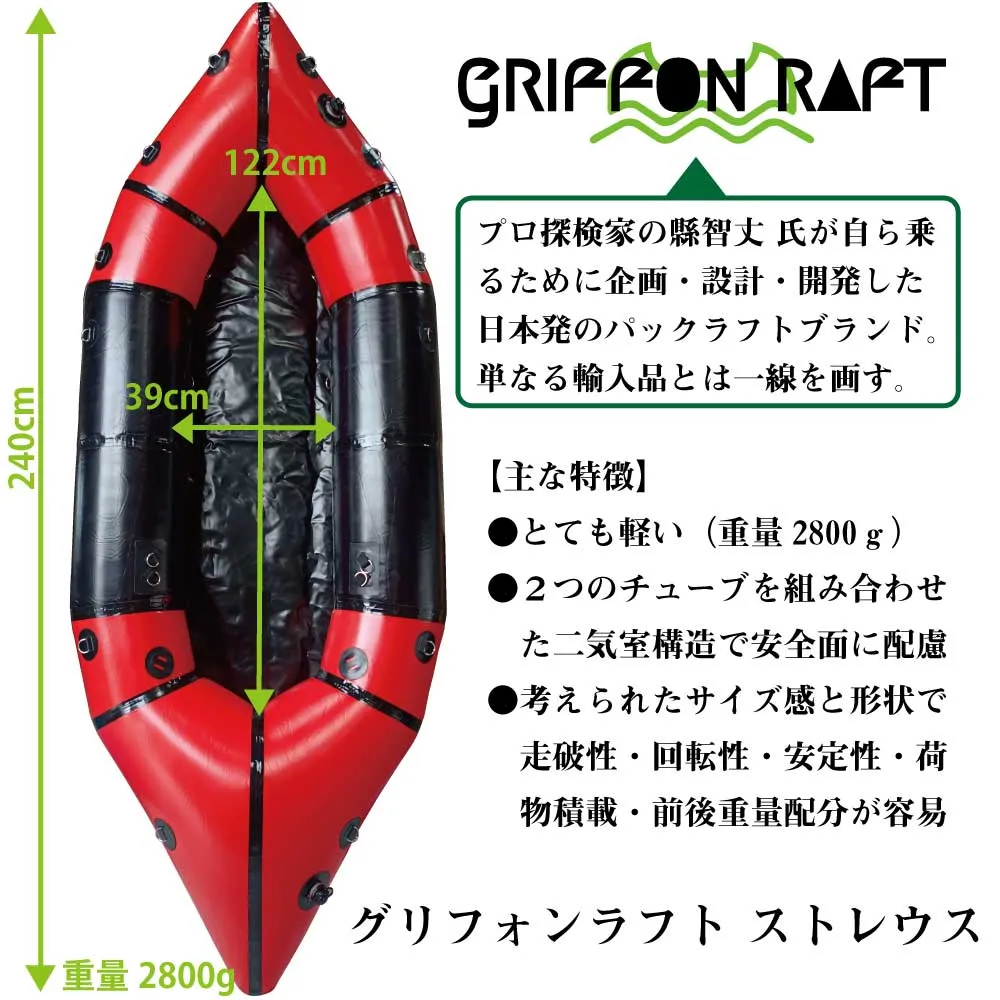 グリフォンラフト　ストレウス　パックラフト グリフォンラフト ストレウス（1人乗り）｜水害に備えるパッ