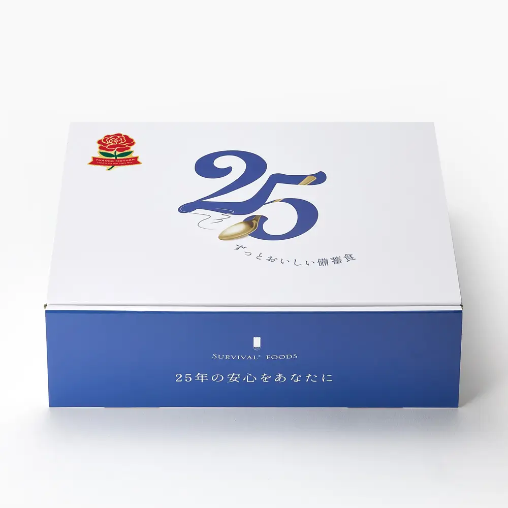 [母の日期間限定]小缶6缶入り サバイバルフーズのギフトボックス(約15食相当量) 母の日シール付きボックス