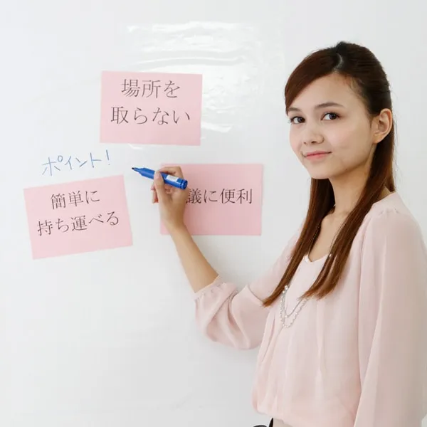 災害時・緊急時の災害対策本部の必需品｜静電気で壁・木・ガラスに貼りつき、自由に書き消しできるホワイトボードになる画期的シート《コーワライティングシート》 全3種