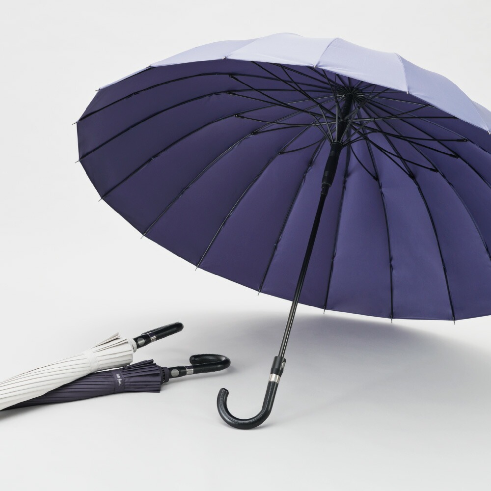 《長傘/FRP強化骨採用》富山サンダー20本骨（親骨65cm/重量575g/超撥水加工済）全3色｜ブランド：Waterfront（ウォーターフロント）