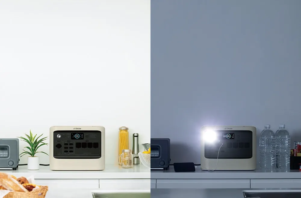 Victorポータブル電源 BN-RF1500・BN-RF1100 （容量1536Wh・1152Wh/DC出力口1/AC出力口4/USB出力口6）｜リン酸鉄リチウムイオンバッテリー搭載（電池長寿命3000サイクル）で1500W越の大容量ハイパフォーマンスモデル（コンセント挿しっぱなしパススルー充電完全対応）