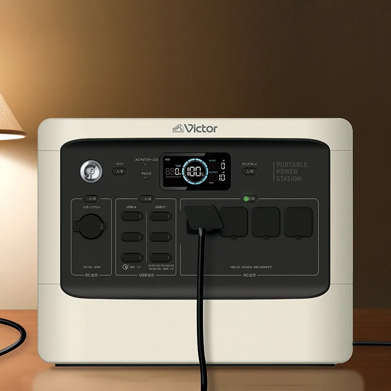 Victorポータブル電源 BN-RF1500・BN-RF1100 （容量1536Wh・1152Wh/DC出力口1/AC出力口4/USB出力口6）｜リン酸鉄リチウムイオンバッテリー搭載（電池長寿命3000サイクル）で1500W越の大容量ハイパフォーマンスモデル（コンセント挿しっぱなしパススルー充電完全対応）