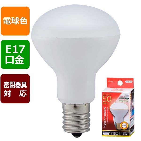 オーム電機（OHM）LDR4L-W-E17 A9 ミニレフランプ形LED電球 （50