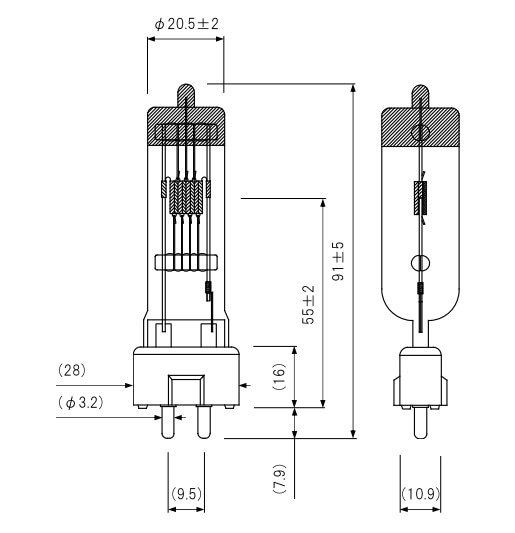 販売終了品＞ JP100V500W/G-4N スタジオ用ハロゲン電球・バイポスト形