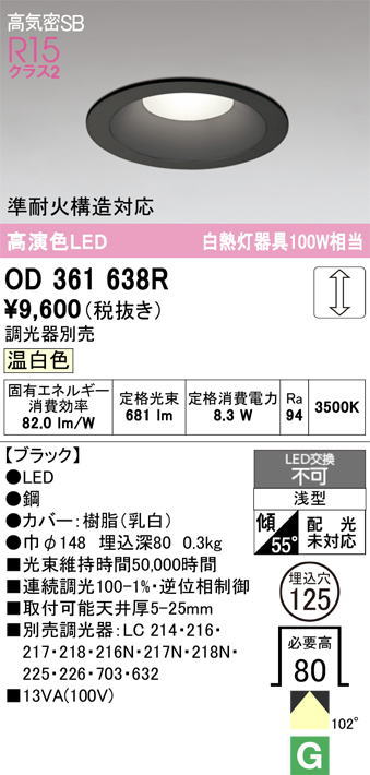 �����ǥ�å�  LED���η�������饤��OD361638R ��Ǯ��100�׷����� ���ο��֥�å��������125�� ���� 3500K���Ĵ�������ס�