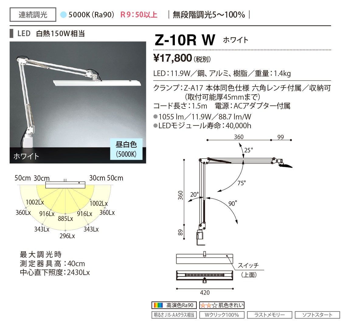 ���ľ��� Z-�饤�ȡ�Z-LIGHT��Z-10RW��Z-10R W�� �ۥ磻�� LED�ǥ����������