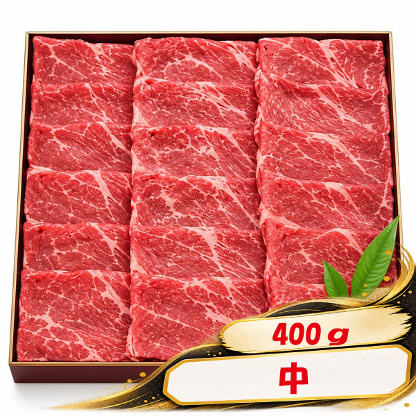 贈答用木箱入り　信州プレミアム牛　中　すき焼き・しゃぶしゃぶ　400ｇ（肩ロース・肩）