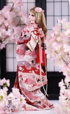 AF7892【L.T】1/3幼SD，MSD,SD,DD（L/M），SD13,SD17男用着物-春緋