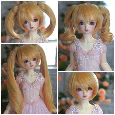 U-4082【QH】1/3MSD,SD/DD(頭囲17~23cm)用 ショートウィッグ１個+パーツ3ペアーの４点セット
