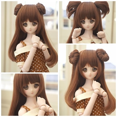 U-4086【QH】1/3MSD,SD/DD(頭囲17~23cm)用 ロングウィッグ１個+パーツ3ペアーの４点セット