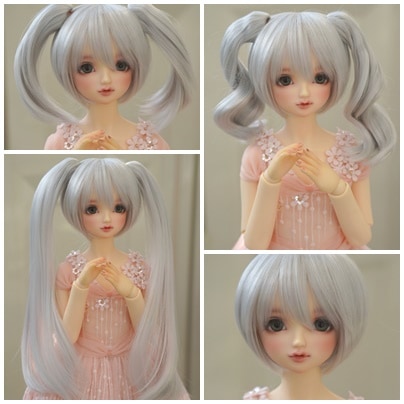 U-4092【QH】1/3MSD,SD/DD(頭囲17~23cm)用 ショートウィッグ１個+パーツ3ペアーの４点セット