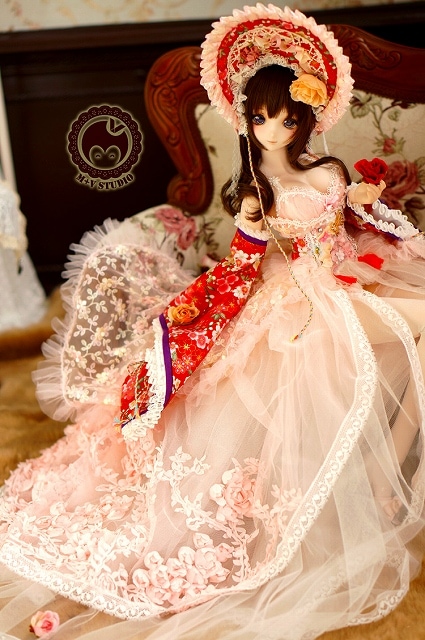 AF7322【mu】1/3DD(L/M)/DDDy用洋風着物9点セット（限定）