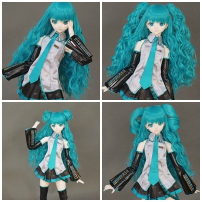 U-4146【QH】1/3SD/DD(頭囲21~23cm)用 ウェーブウィッグ１個+パーツ3ペアーの４点セット