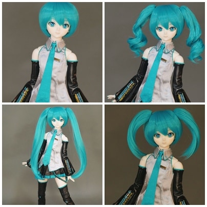 U-4148【QH】1/3SD/DD(頭囲21~23cm)用 ウェーブウィッグ１個+パーツ3ペアーの４点セット