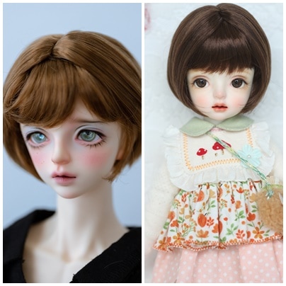 U-4317【KAKA】1/6,1/4，1/3ドール(頭囲15~23.5cm)用ウィッグ