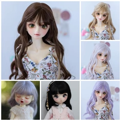 U-4324【KAKA】1/8,1/6,1/4，1/3ドール(頭囲13~23.5cm)用ウィッグ