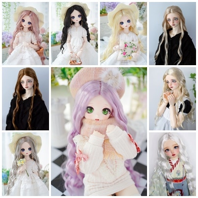 U-4451【KAKA】1/8,1/6,1/4，1/3ドール(頭囲14~23.5cm)用ウィッグ