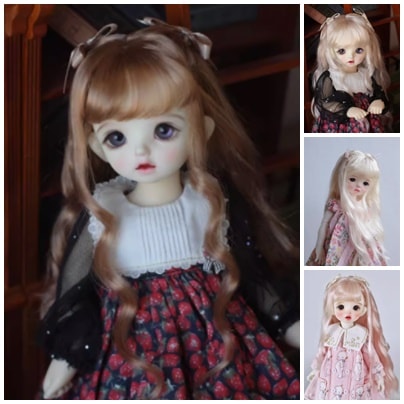 U-4458【KAKA】1/6,1/4，1/3ドール(頭囲15~23.5cm)用ウィッグ