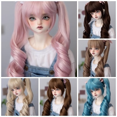 U-4487【KAKA】1/4，1/3ドール(頭囲18~23cm)用ウィッグ