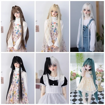 U-4513【KAKA】1/6,1/4，1/3ドール(頭囲15~23.5cm)用ウィッグ