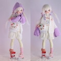 AF10632【xq】幼SD，MDD,MSD用洋服4点セット|女の子 セット服(総合)|◆ドール洋服（種類別）