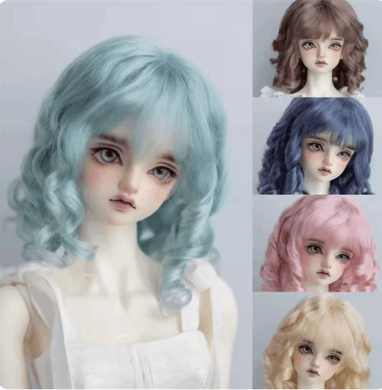 U-4534【KAKA】1/6,1/4，1/3ドール(頭囲15~23cm)用ウィッグ