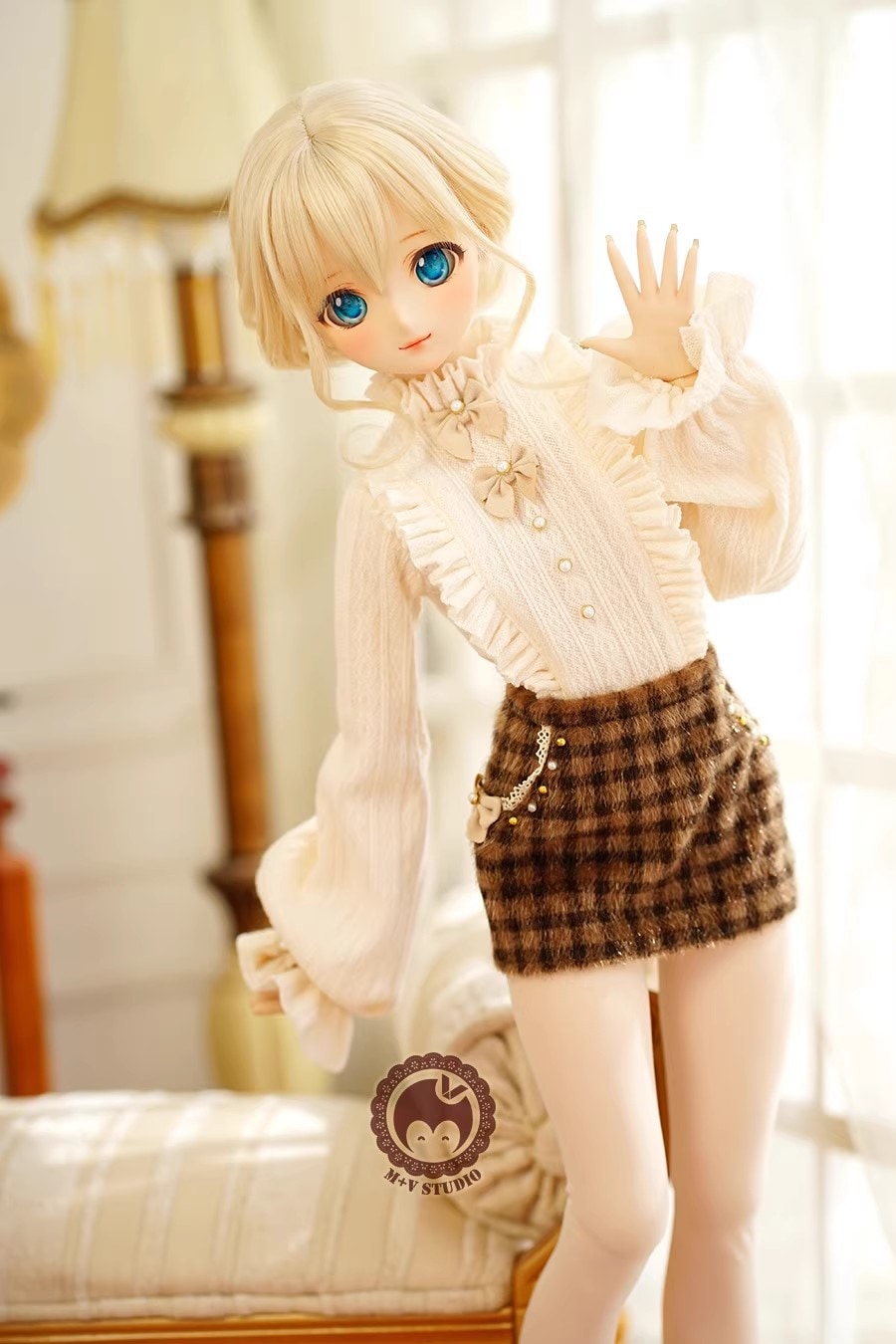 AF10976【mu】1/3MSD/MDD,DD（L/M）,DDDY，SDGR女，SD16女,PUYOODOLL用洋服4点セット（2色あり）