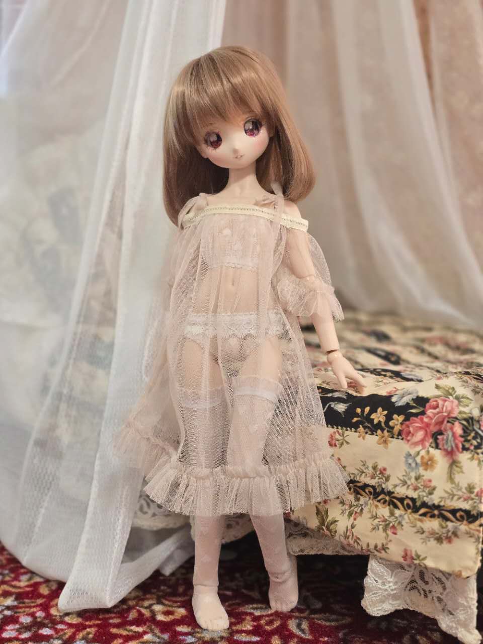 AF11125【fn】1/4ド-ル用ベビードール4点セット(ベ－ジュ)