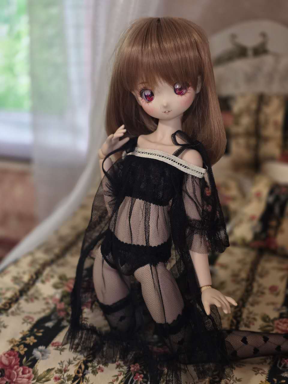 AF11126【fn】1/4ド-ル用ベビードール4点セット(黒)